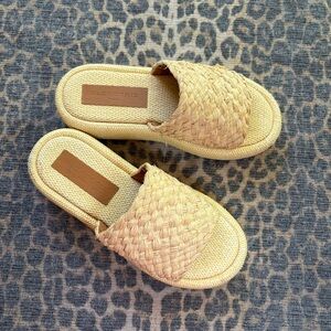 Clergerie Raffia Woven Slide Sandals | Natural Straw Platform Slides Size 39